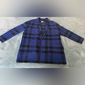 Aspen Womens Oversized Plaid Wool-Blend Open Front Cozy Cabin Cardigan Shacket S